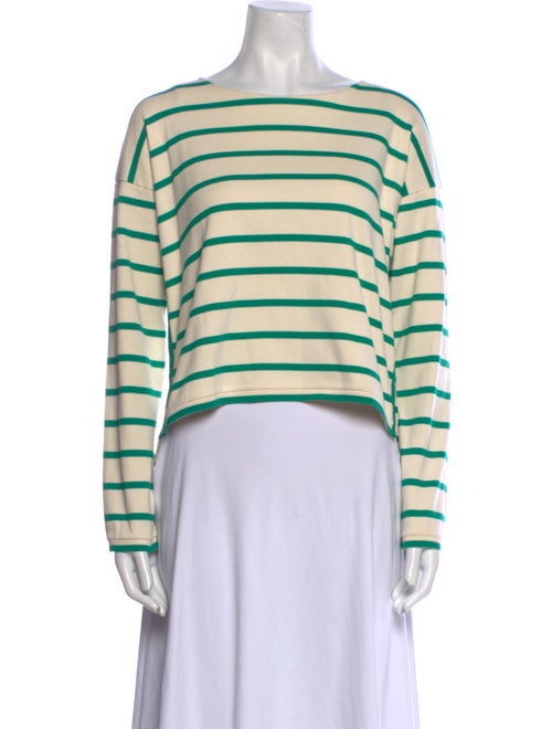 La Ligne Striped Bateau Neckline Crop Top