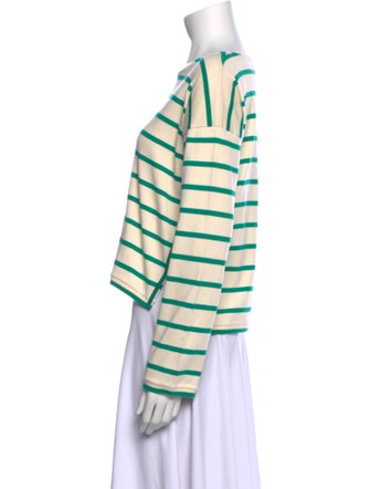 La Ligne Striped Bateau Neckline Crop Top