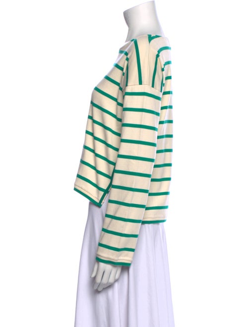 La Ligne Striped Bateau Neckline Crop Top