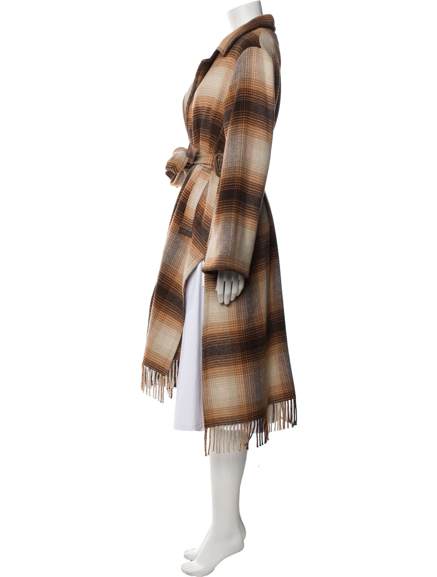 La Ligne Wool Plaid Print Coat