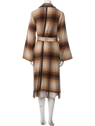 La Ligne Wool Plaid Print Coat