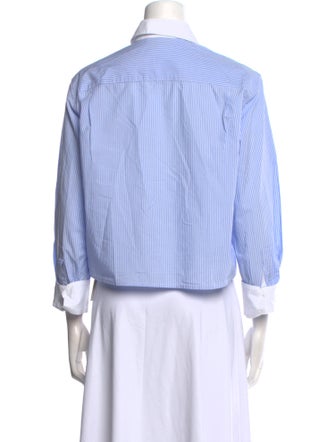 La Ligne Striped Three-Quarter Sleeve Button-Up Top