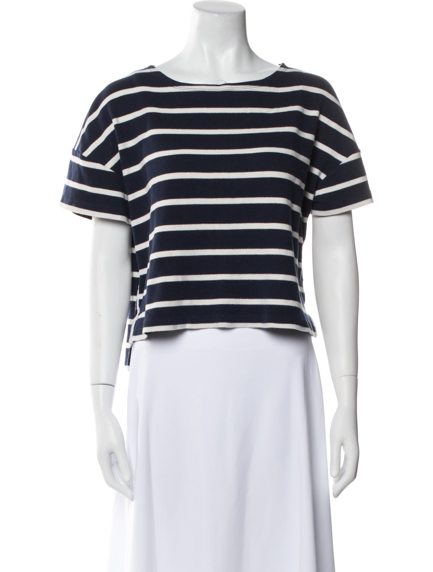 La Ligne Striped Bateau Neckline Crop Top