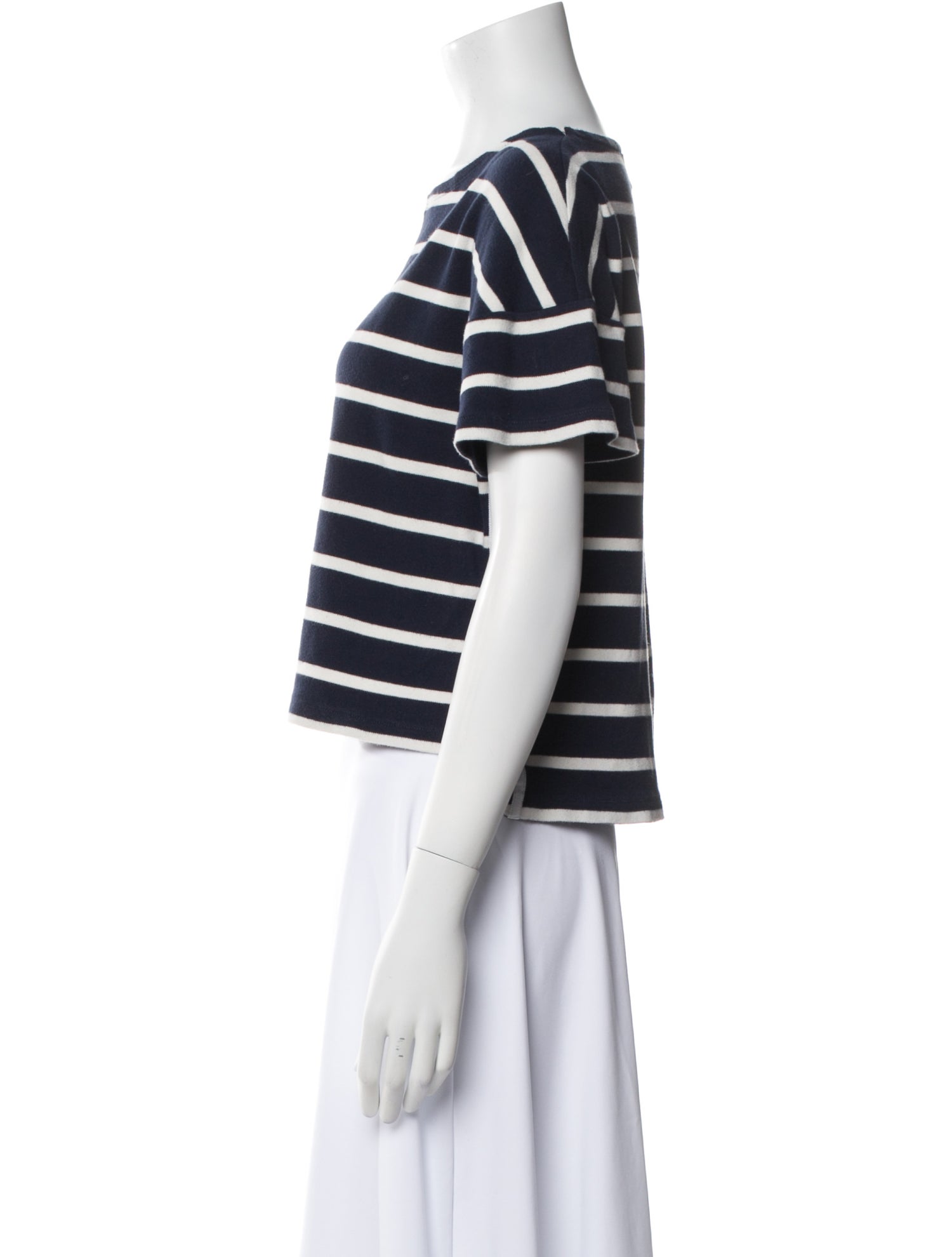 La Ligne Striped Bateau Neckline Crop Top