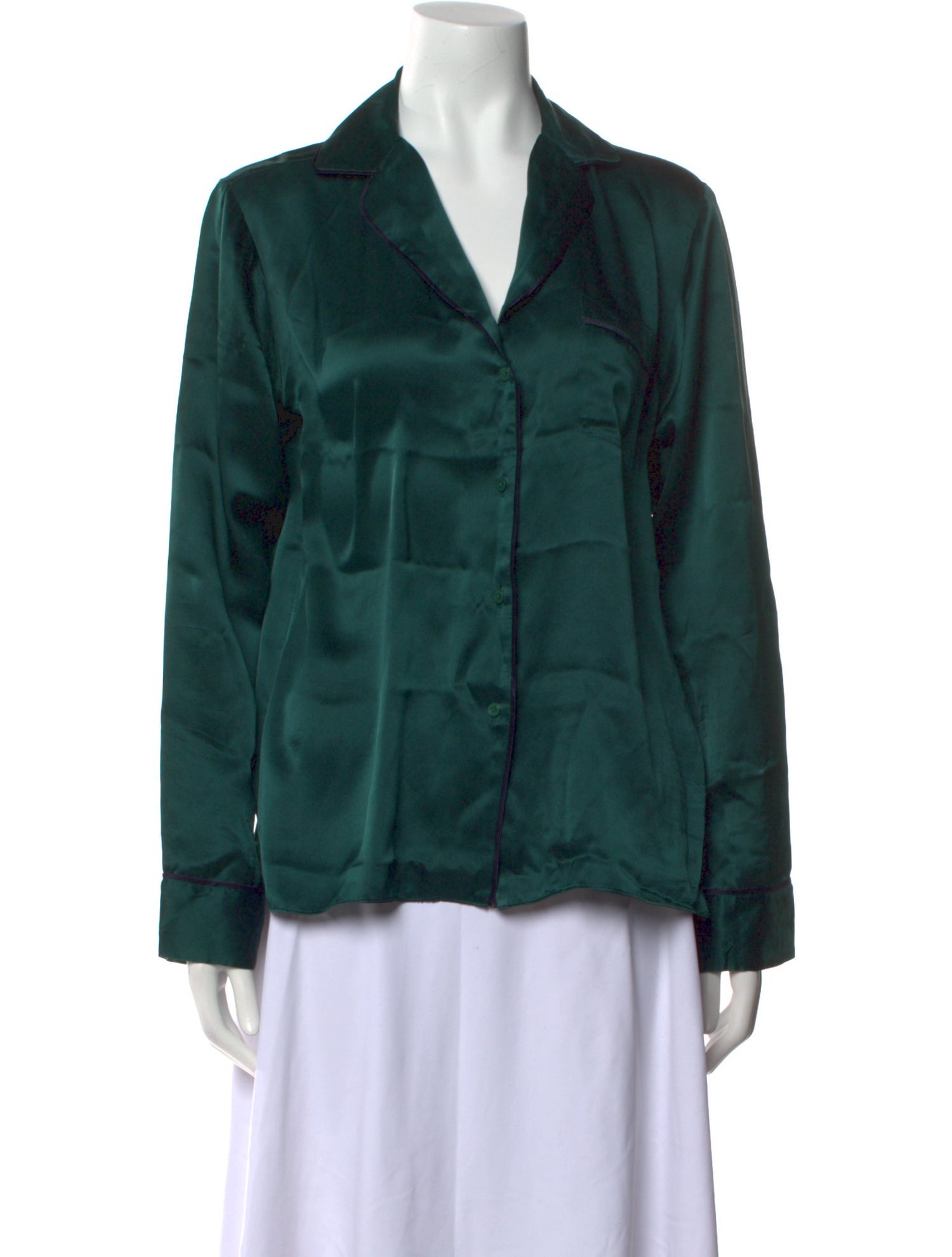 La Ligne Silk Long Sleeve Button-Up Top