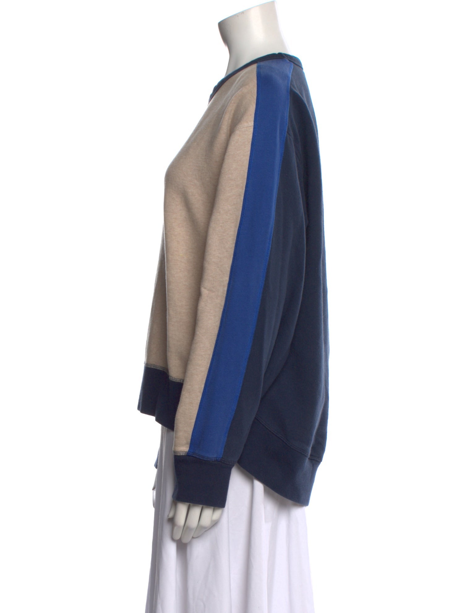 La Ligne Colorblock Pattern Crew Neck Sweatshirt