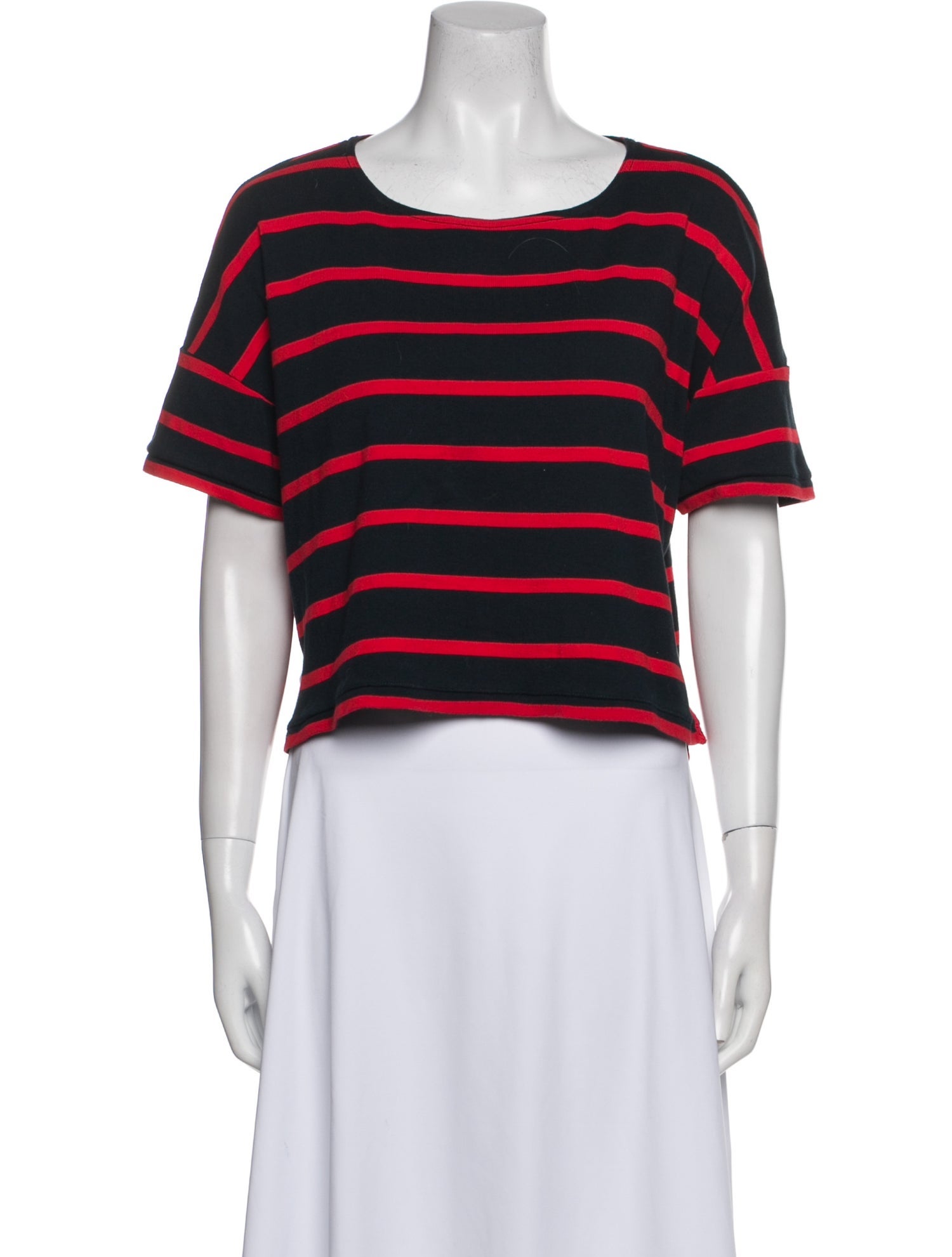 La Ligne Striped Bateau Neckline Crop Top
