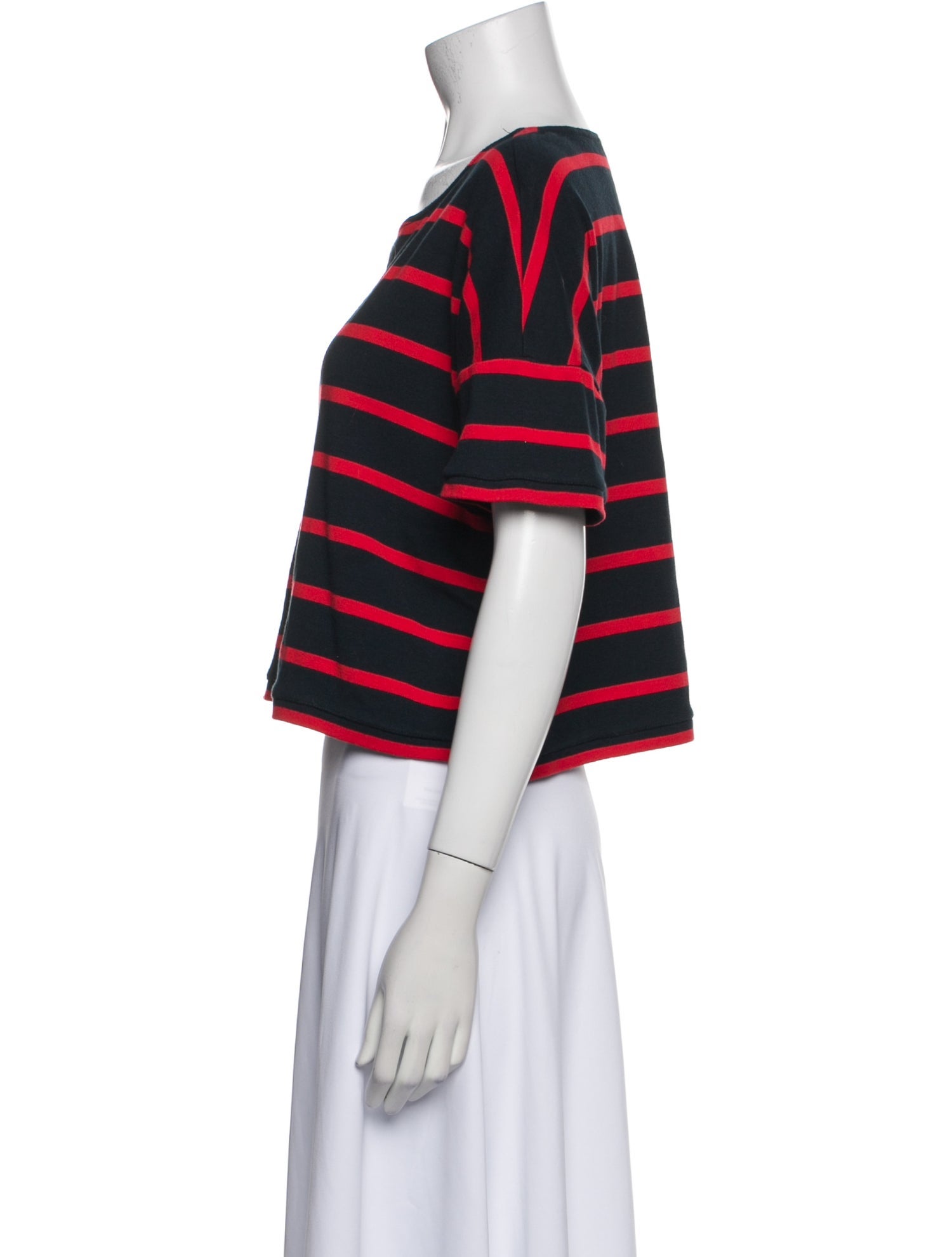 La Ligne Striped Bateau Neckline Crop Top