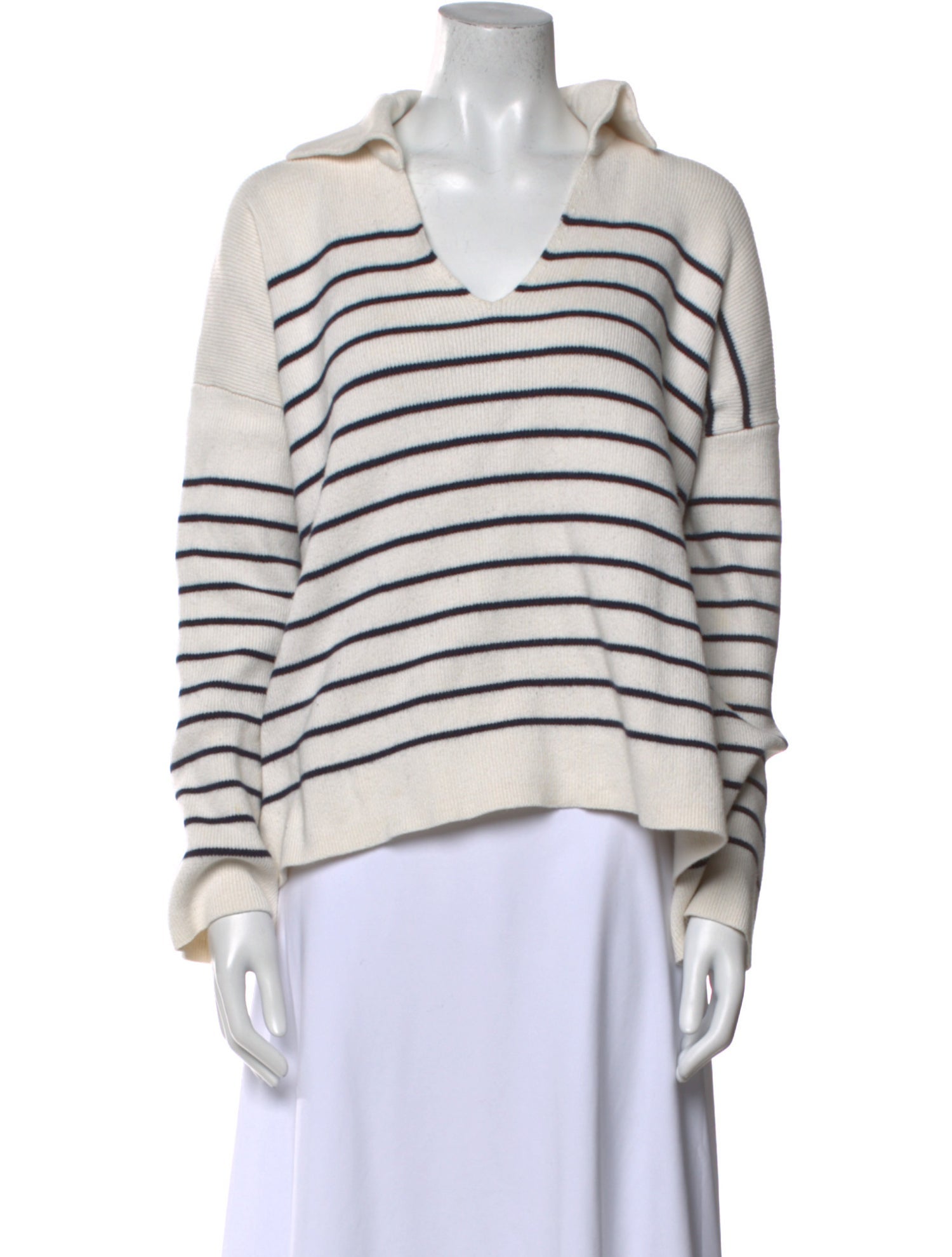 La Ligne Striped V-Neck Sweatshirt