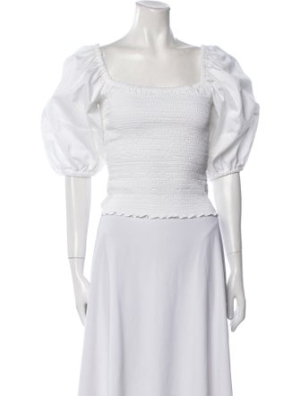 La Ligne Square Neckline Short Sleeve Crop Top