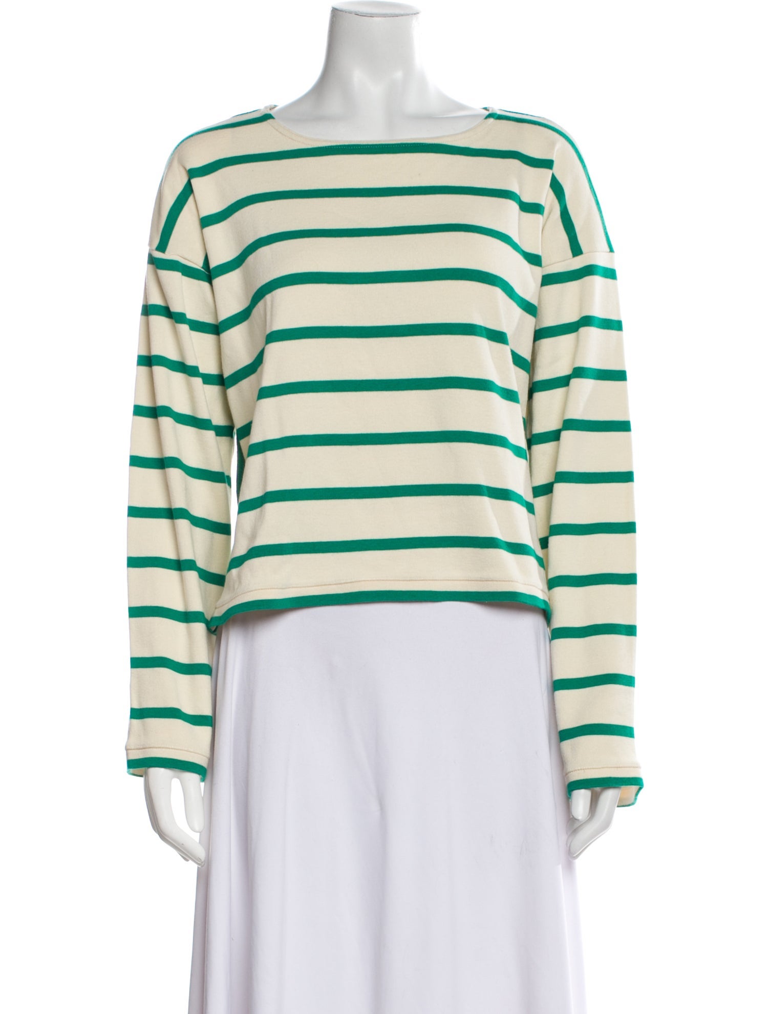 La Ligne Striped Bateau Neckline Crop Top