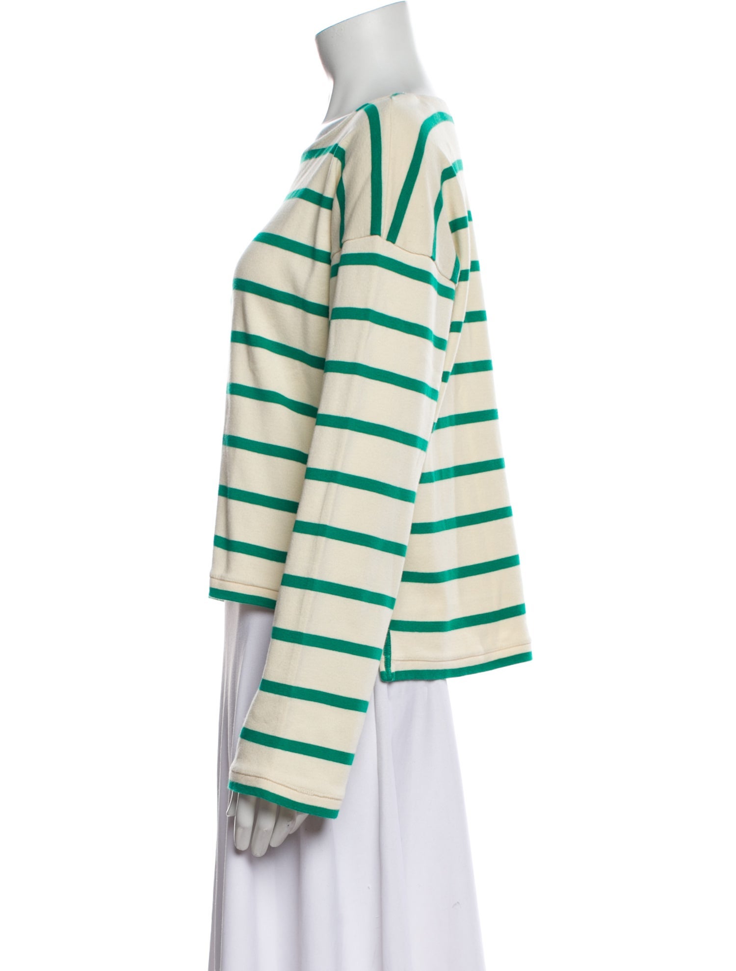 La Ligne Striped Bateau Neckline Crop Top