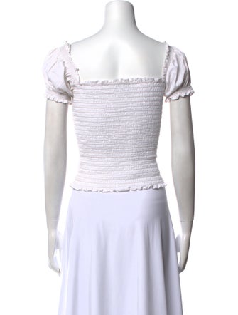 La Ligne Square Neckline Short Sleeve Crop Top