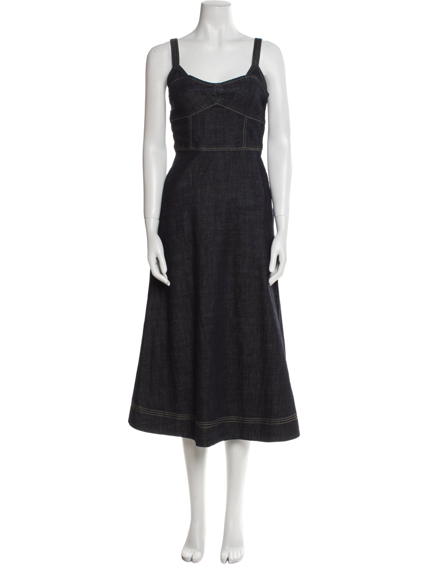 La Ligne Square Neckline Midi Length Dress