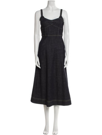 La Ligne Square Neckline Midi Length Dress