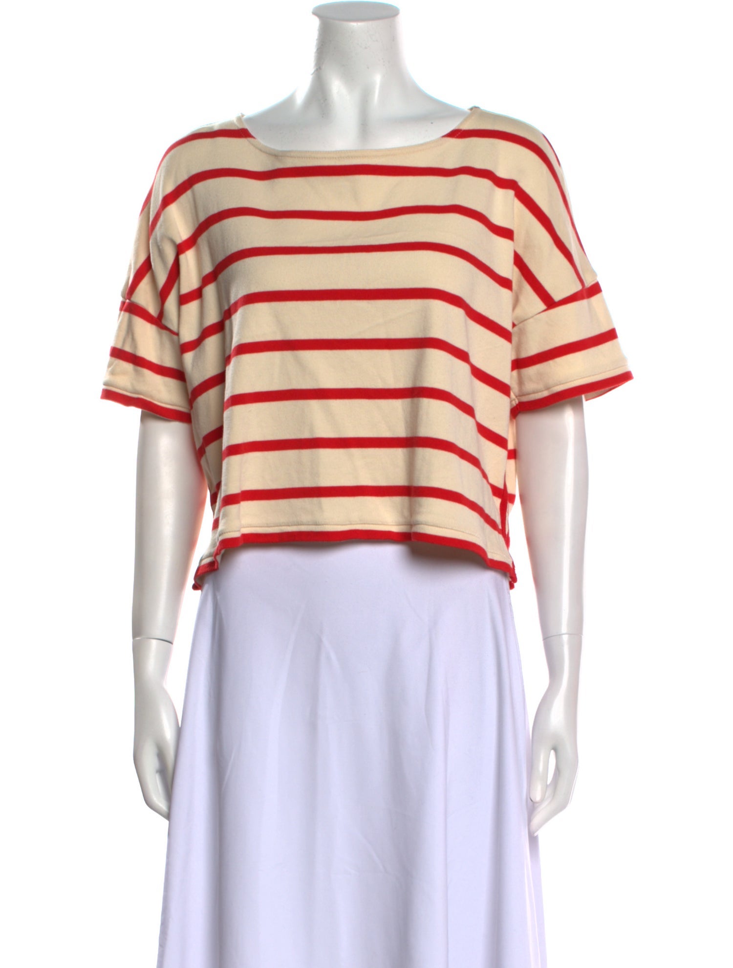 La Ligne Striped Bateau Neckline Crop Top
