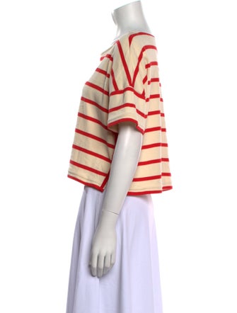 La Ligne Striped Bateau Neckline Crop Top