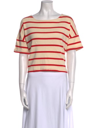 La Ligne Striped Bateau Neckline Crop Top