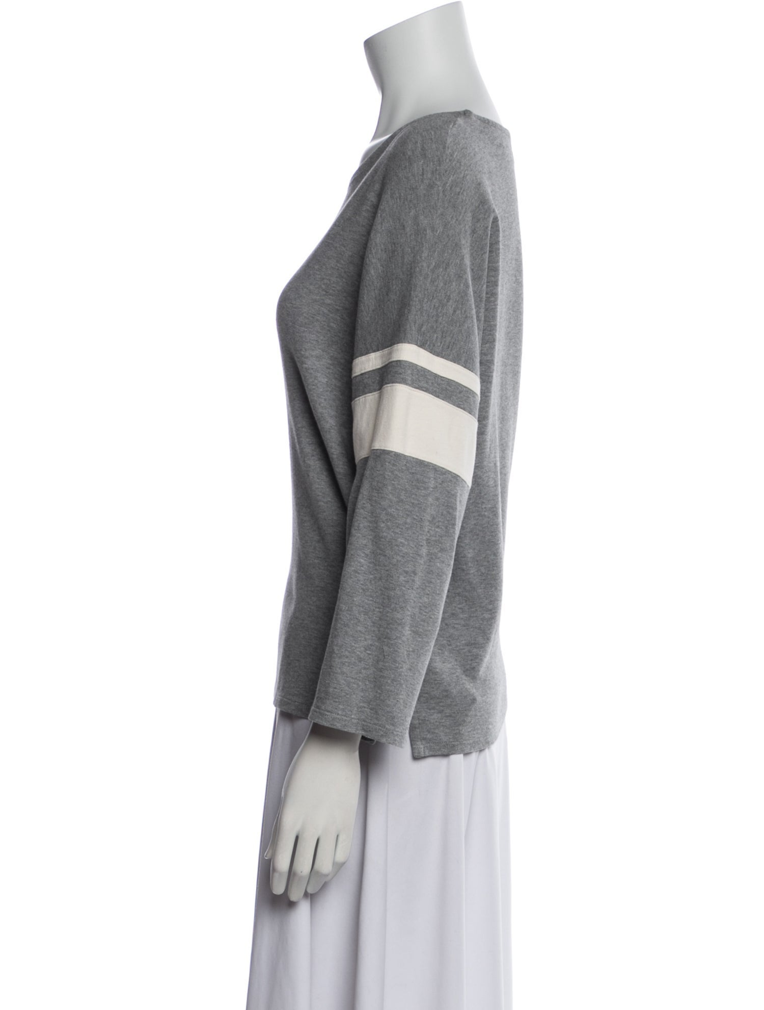La Ligne Colorblock Pattern Bateau Neckline Sweatshirt