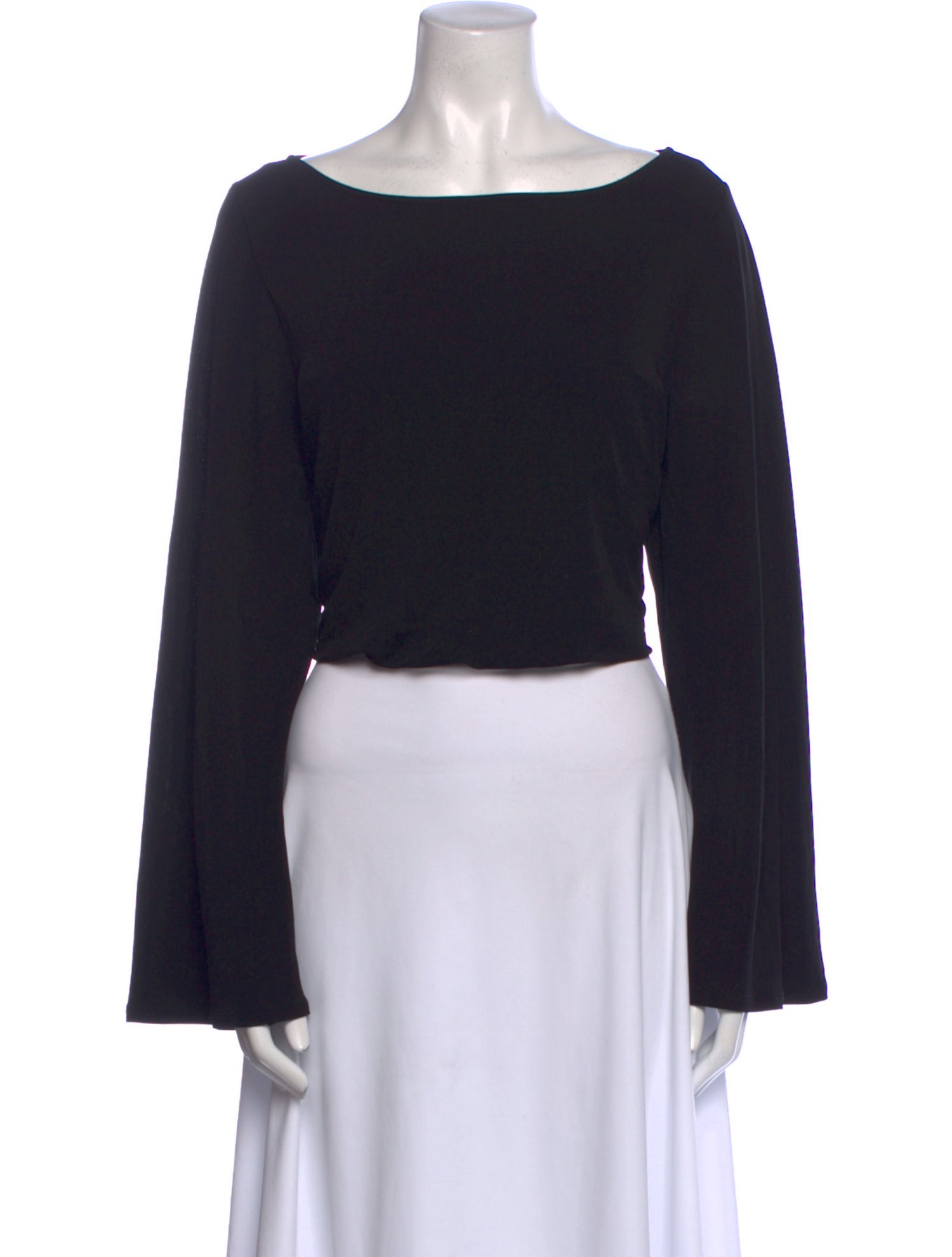 La Ligne Bateau Neckline Long Sleeve Crop Top