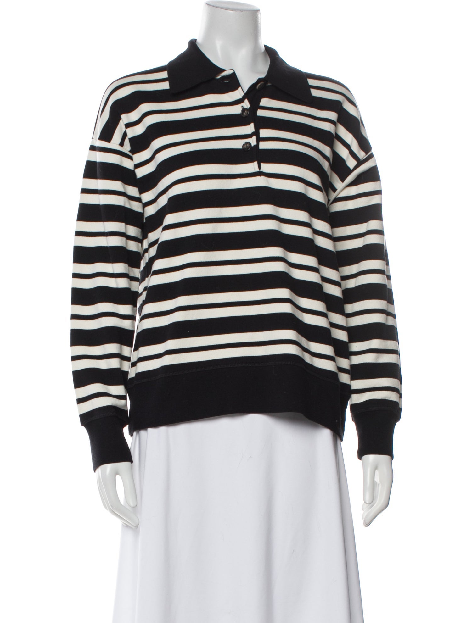 La Ligne Striped Long Sleeve Polo