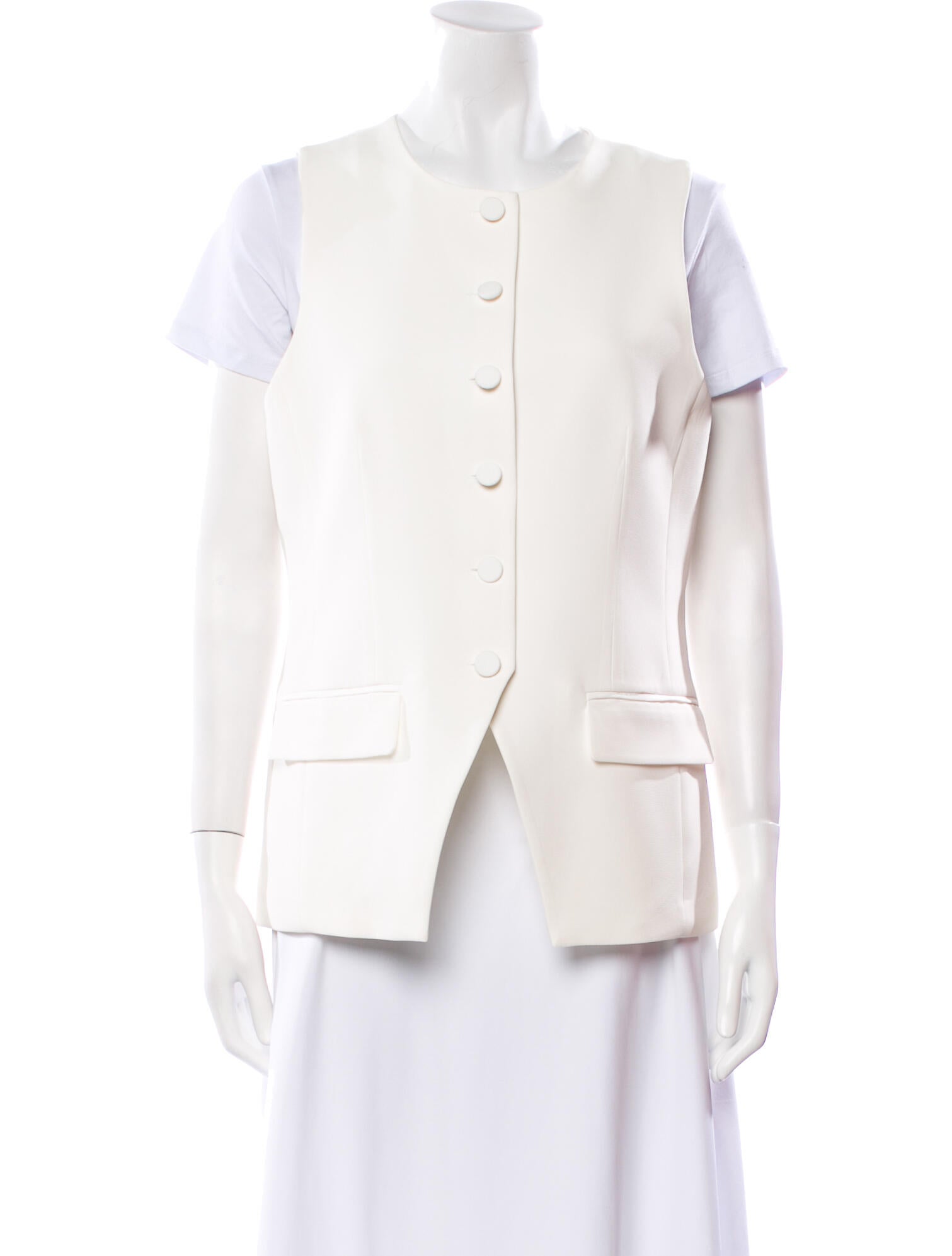 La Ligne Crew Neck Short Sleeve Button-Up Top