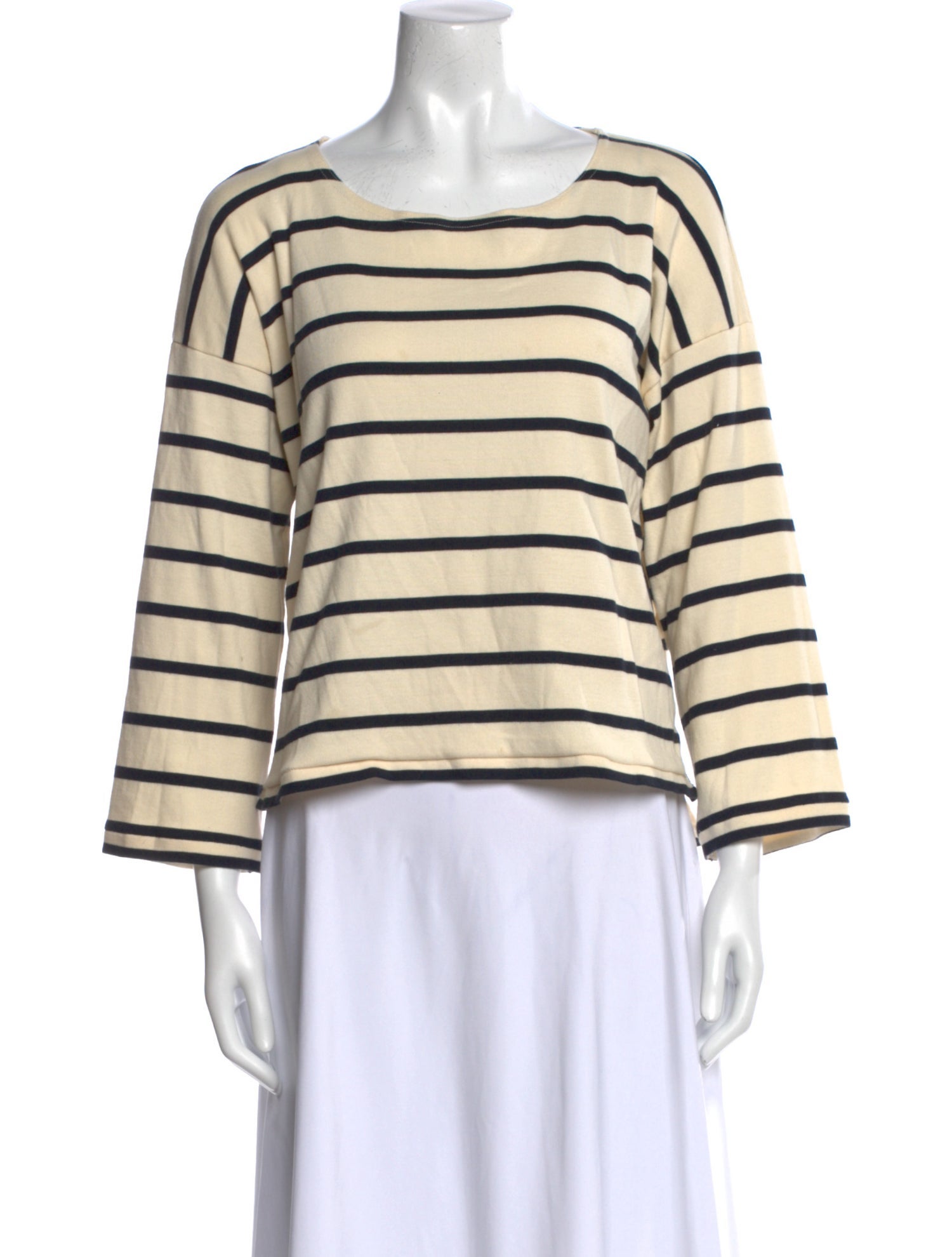 La Ligne Striped Bateau Neckline Crop Top