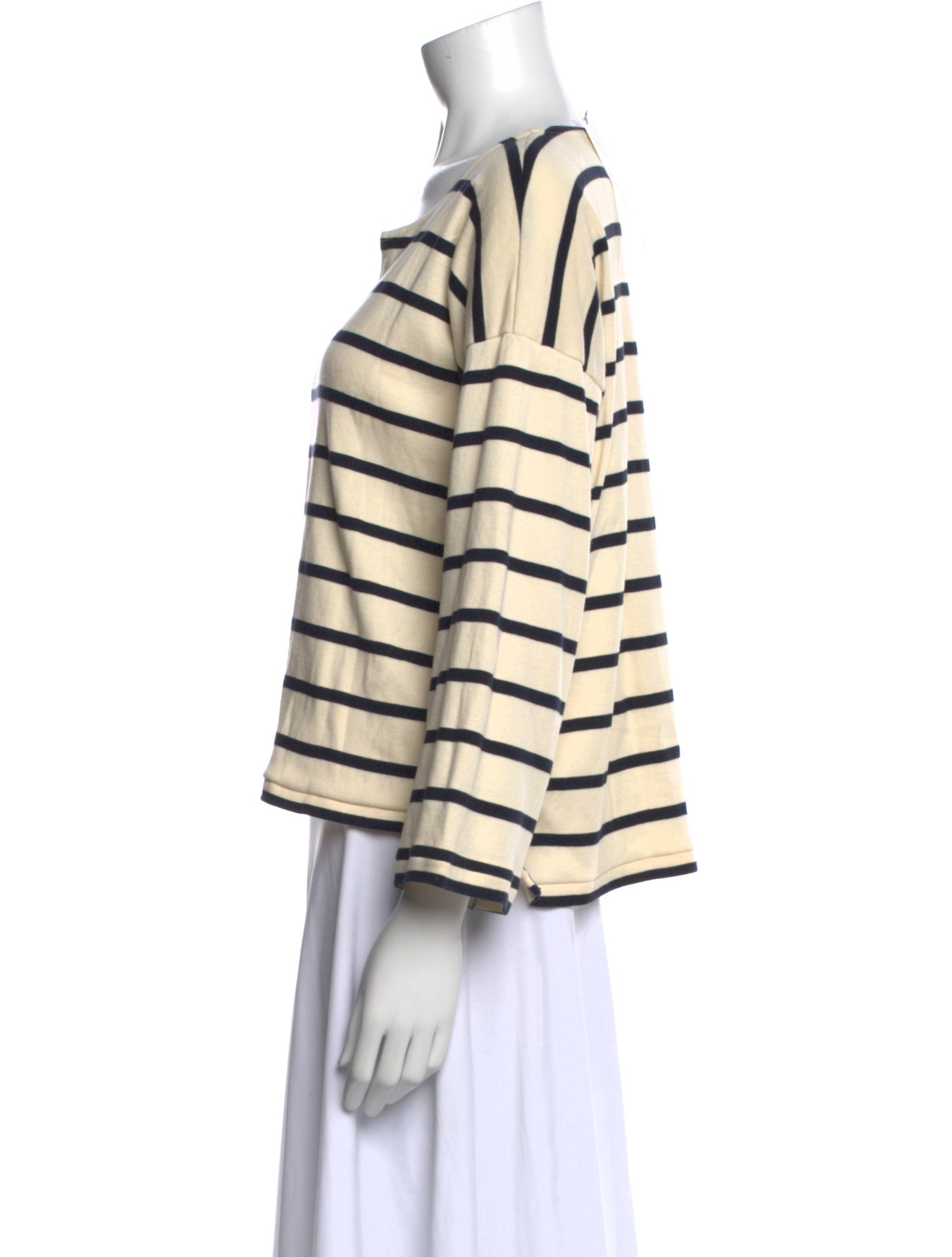 La Ligne Striped Bateau Neckline Crop Top