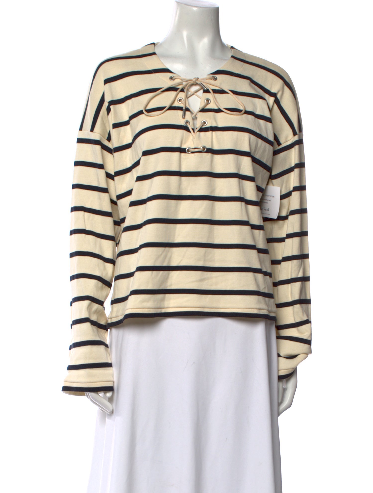 La Ligne Striped Tie Neck Sweatshirt