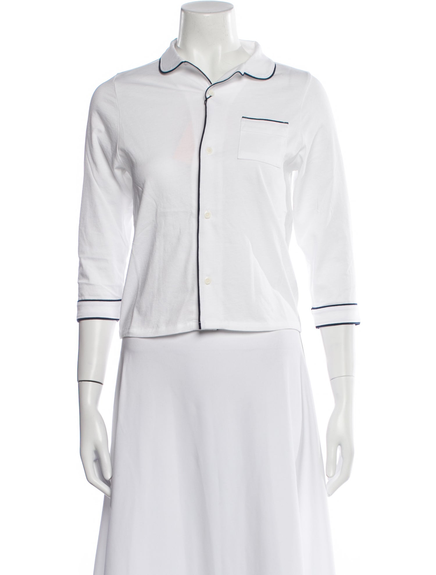 La Ligne Three-Quarter Sleeve Button-Up Top