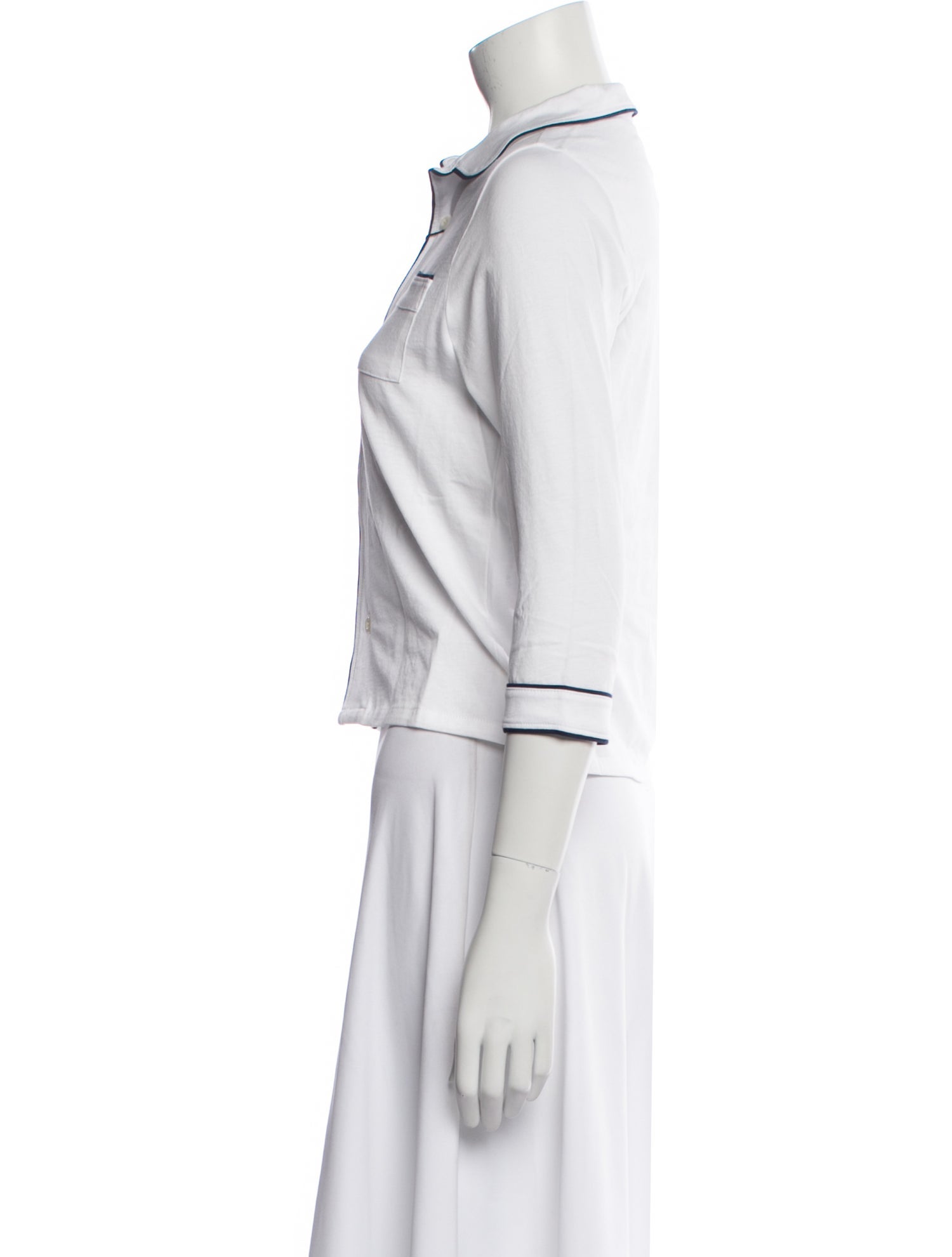 La Ligne Three-Quarter Sleeve Button-Up Top