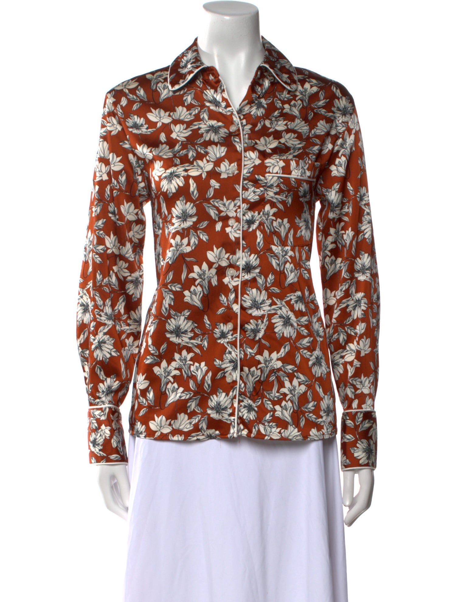 La Ligne Printed Long Sleeve Button-Up Top
