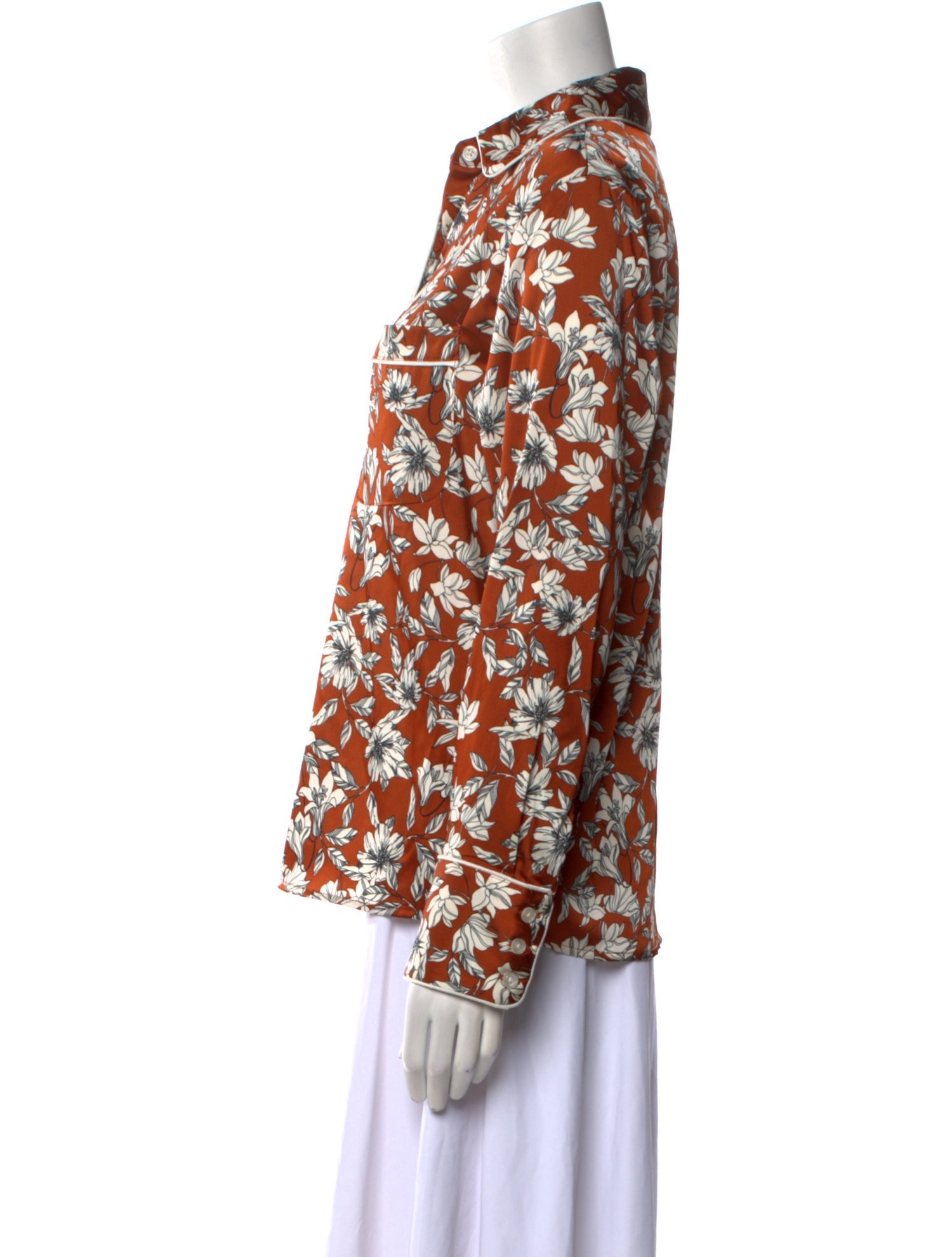 La Ligne Printed Long Sleeve Button-Up Top