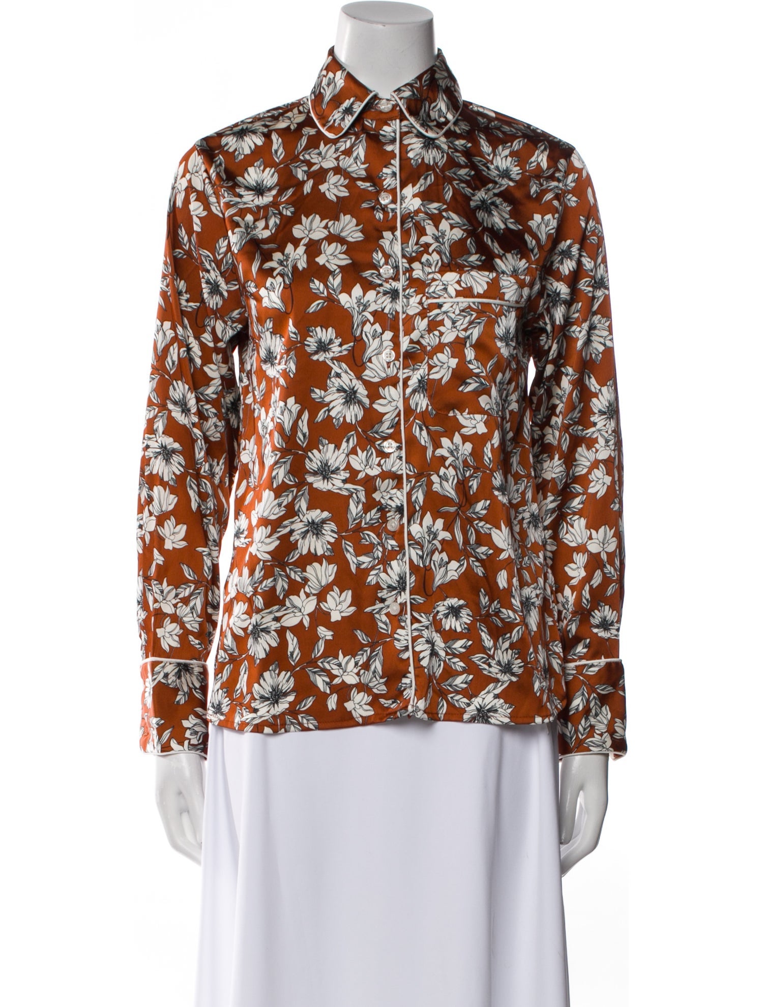 La Ligne Floral Print Long Sleeve Button-Up Top
