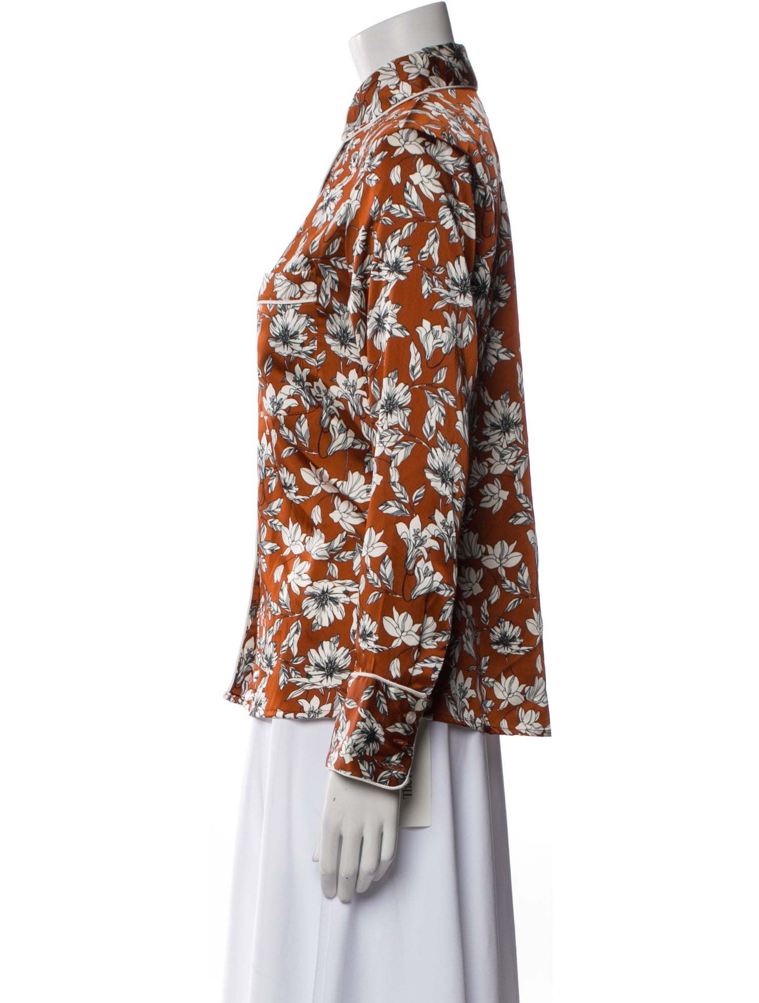 La Ligne Floral Print Long Sleeve Button-Up Top