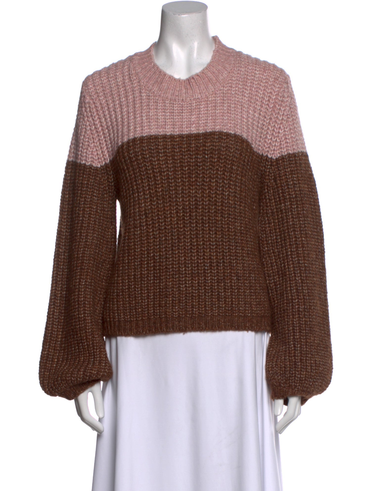 La Ligne Colorblock Pattern Crew Neck Sweater