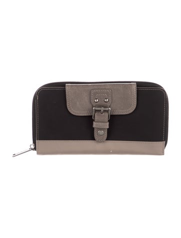 Pre-owned Lancaster Nylon Printed Continental Wallet In Black