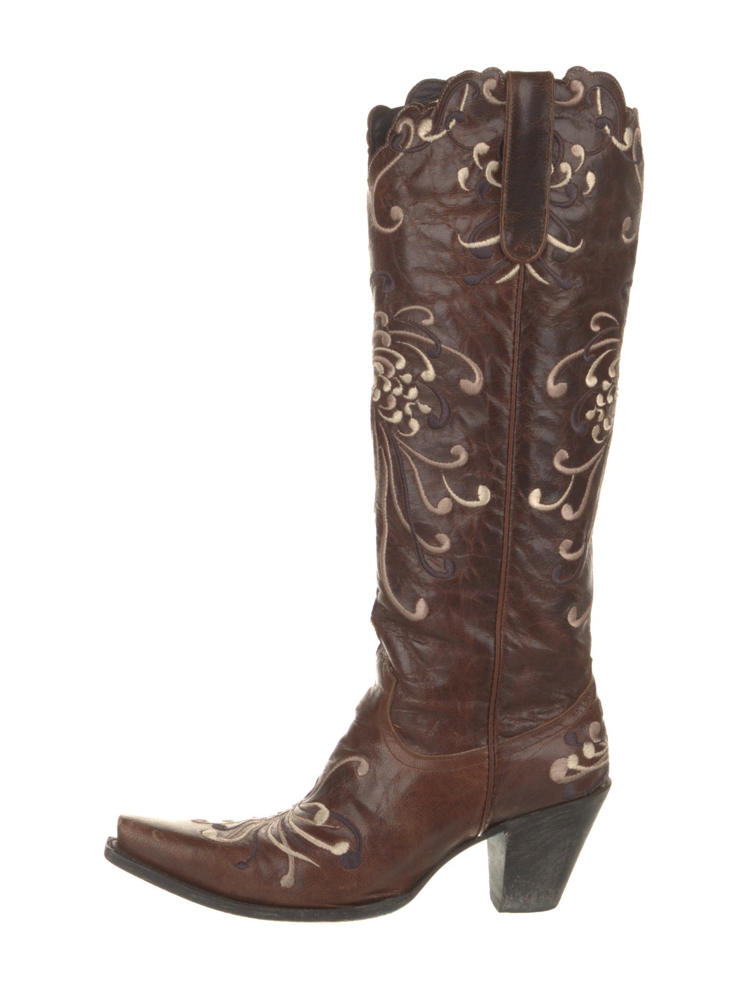 Lane Leather Floral Print Riding Boots