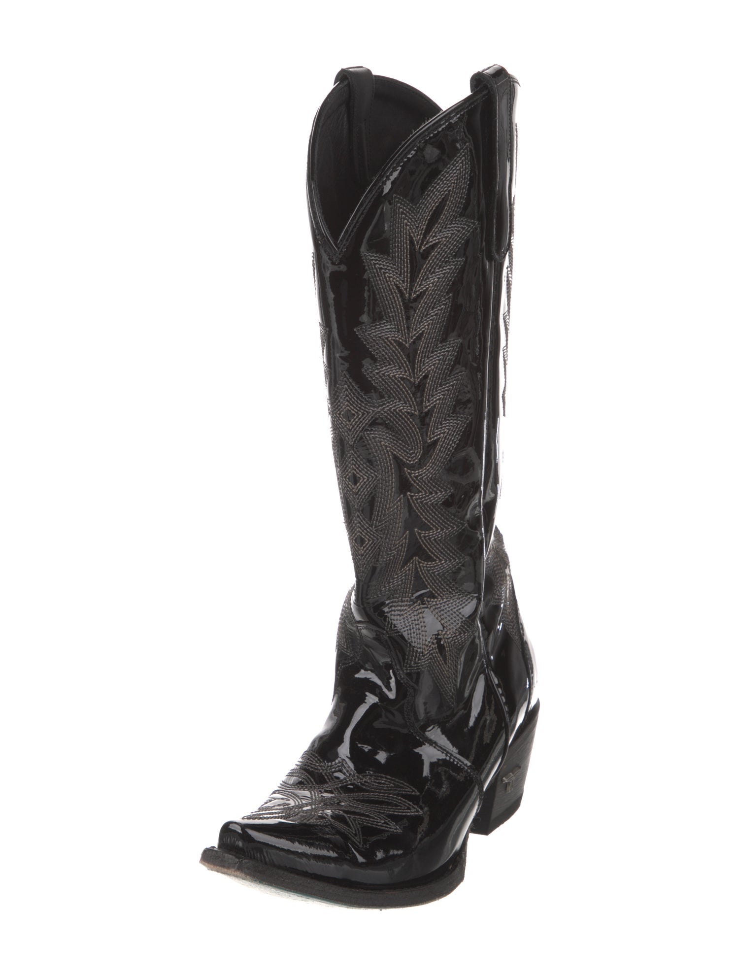 Lane Patent Leather Embroidered Accent Western Boots