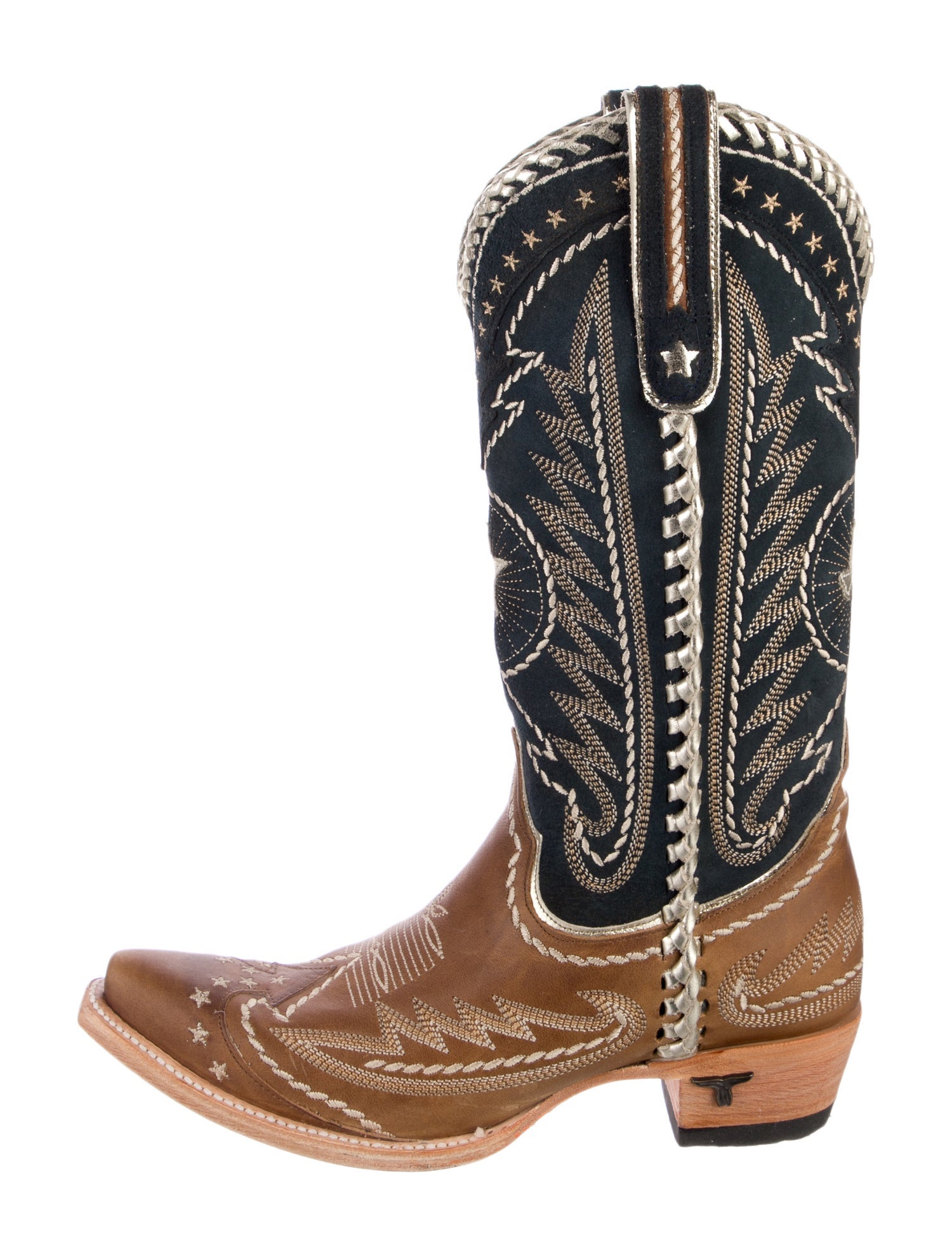 Lane Leather Colorblock Pattern Western Boots