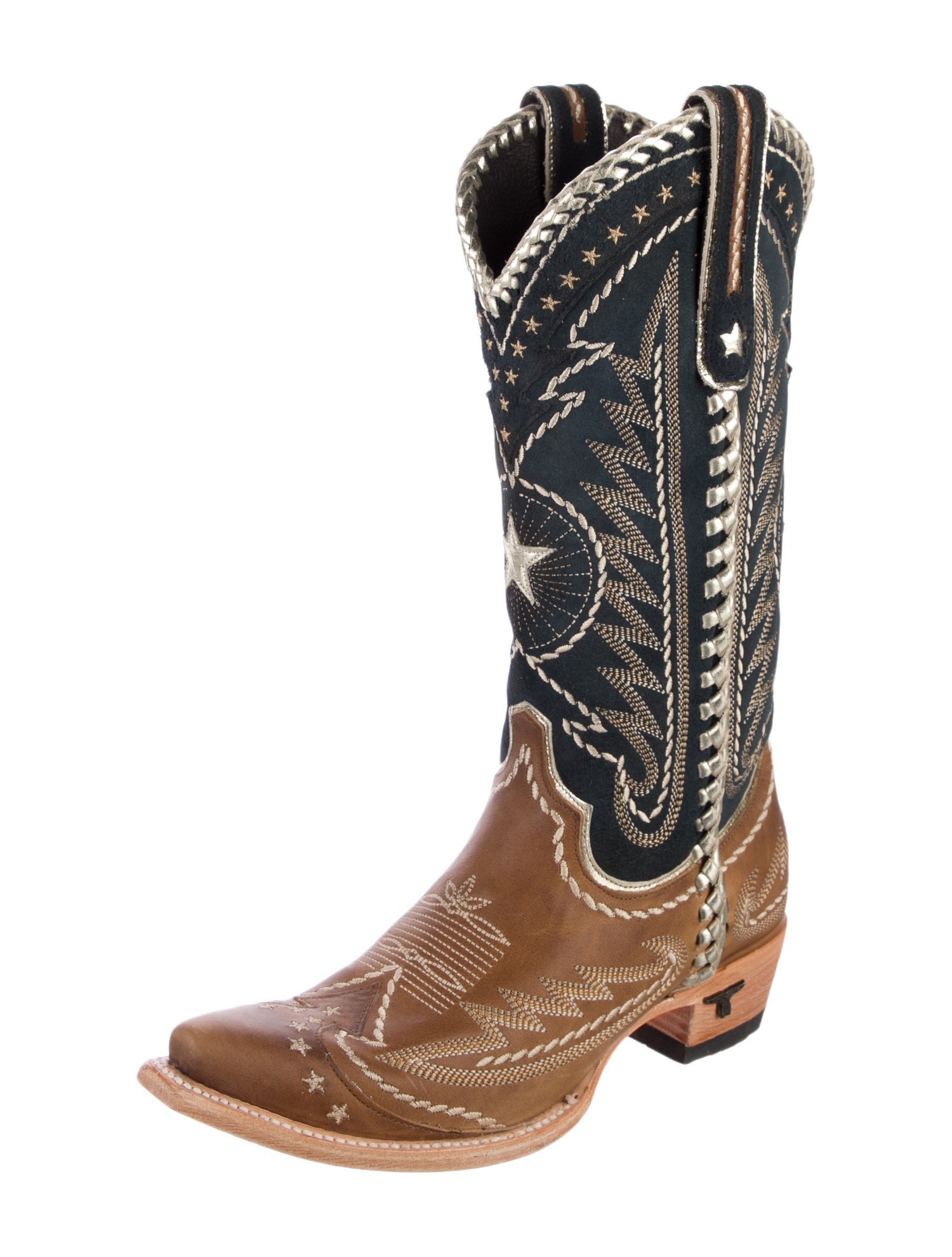 Lane Leather Colorblock Pattern Western Boots