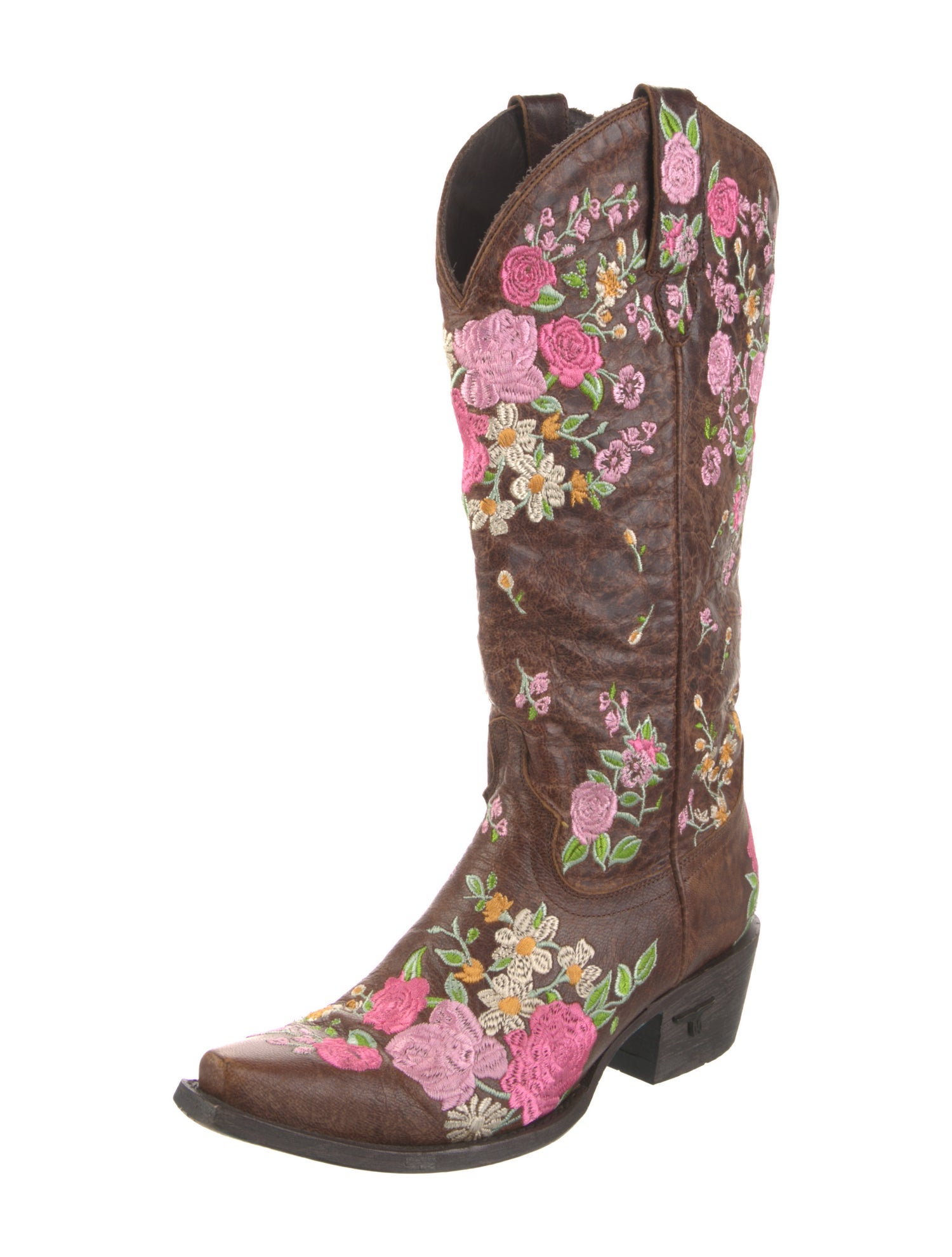 Lane Leather Floral Print Western Boots