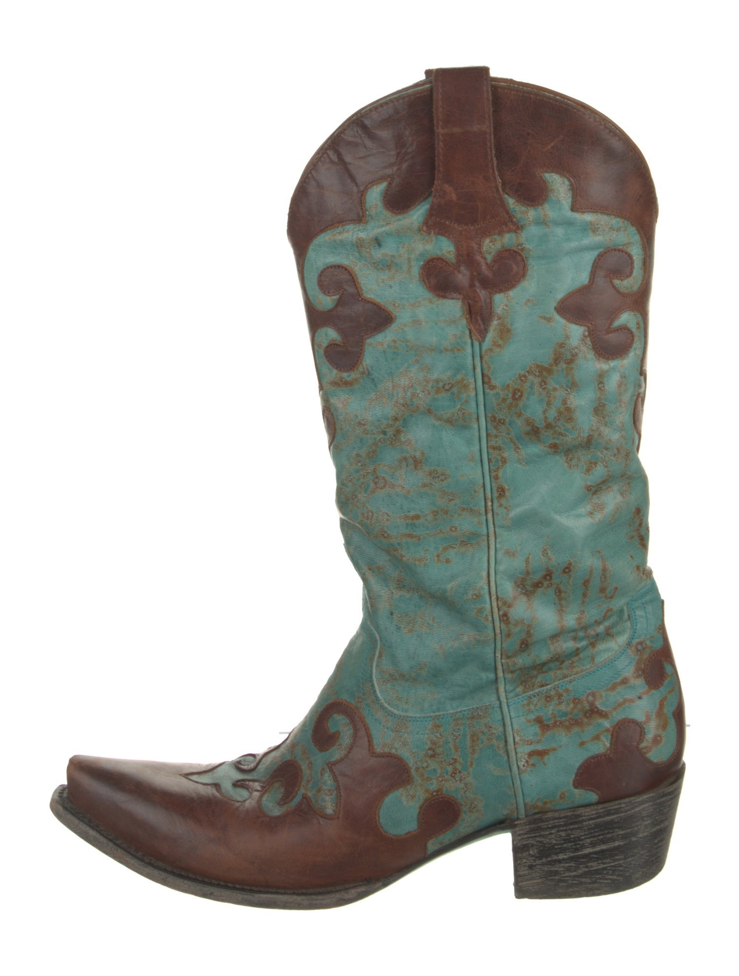 Lane Leather Colorblock Pattern Western Boots