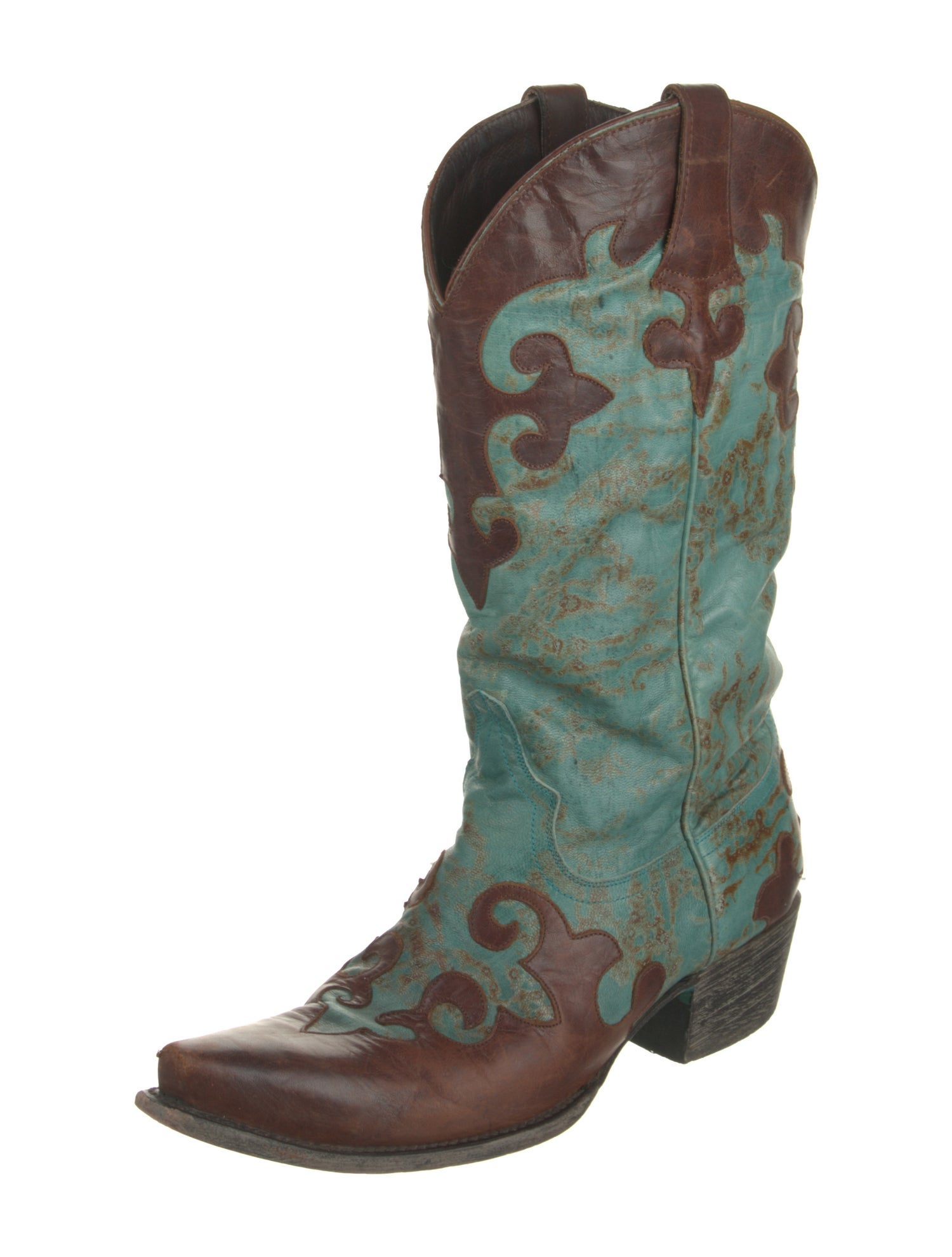 Lane Leather Colorblock Pattern Western Boots