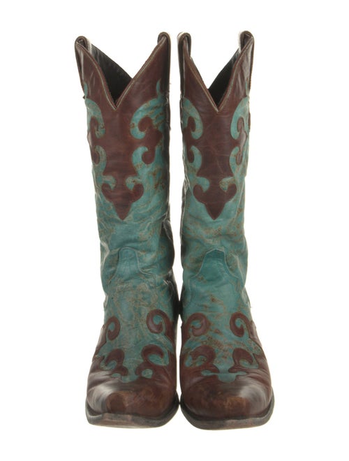Lane Leather Colorblock Pattern Western Boots