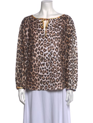 La Prestic Ouiston Tops Animal Print Bateau Neckline Blouse XS