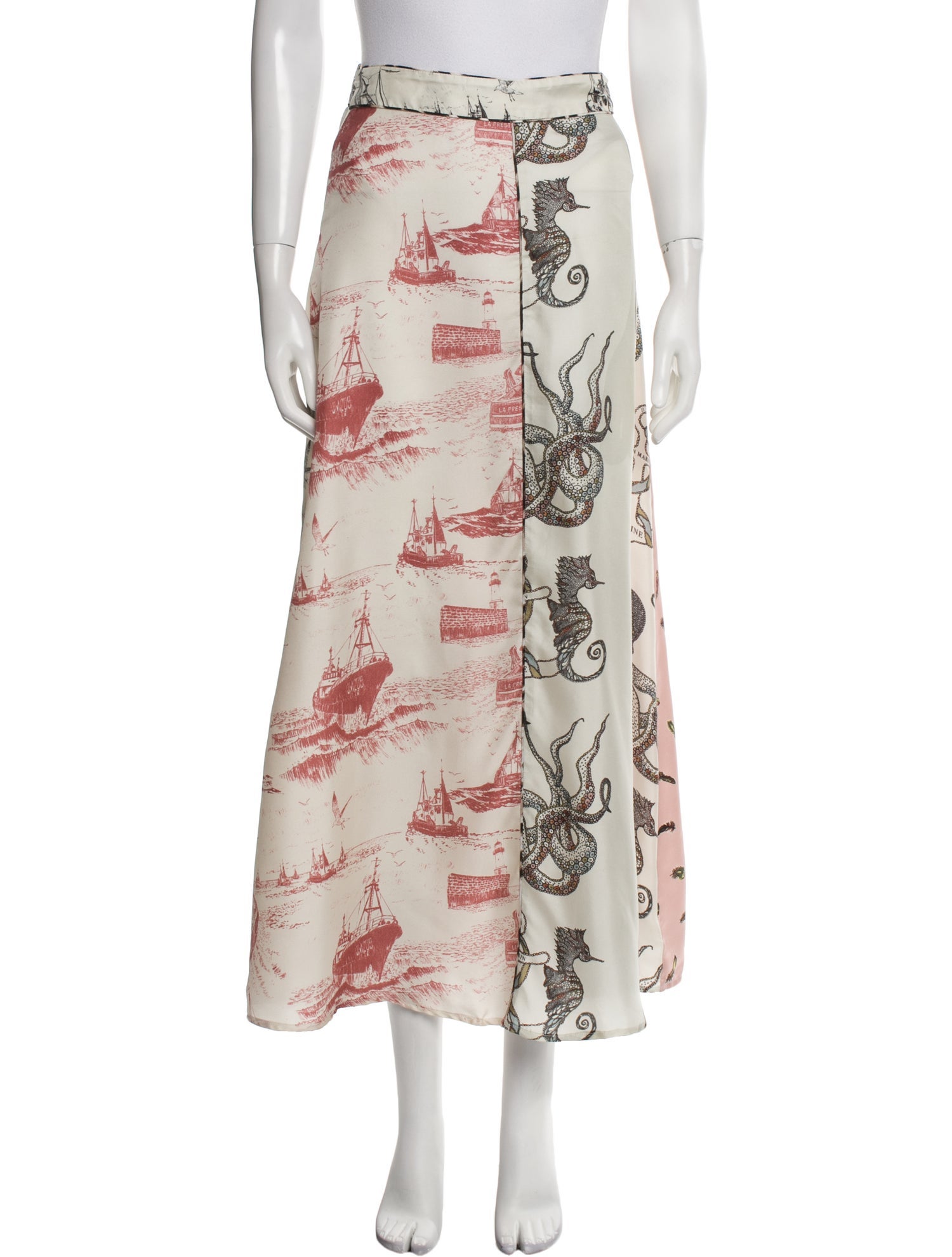 La Prestic Ouiston Silk Midi Length Skirt