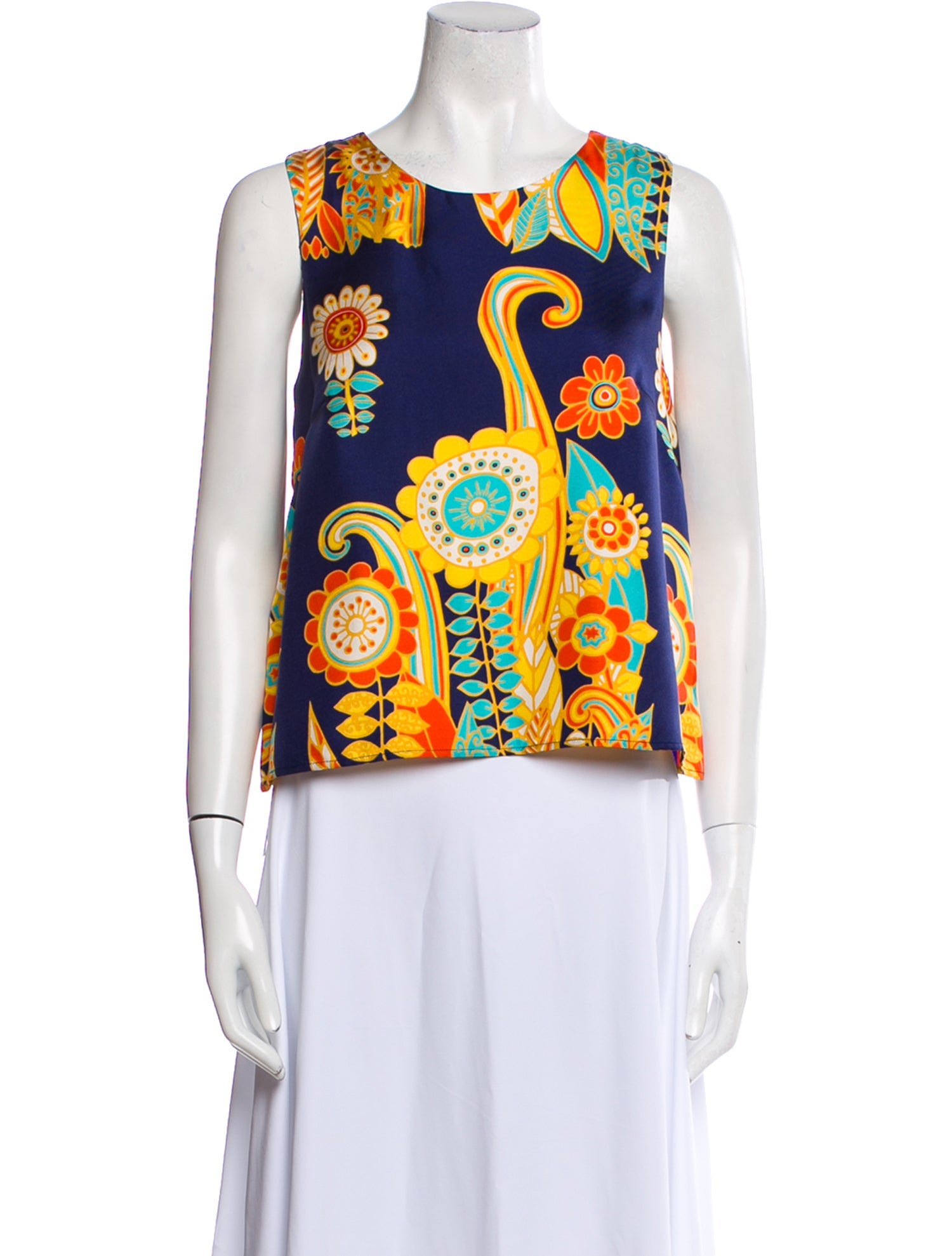 La Prestic Ouiston Silk Printed Crop Top