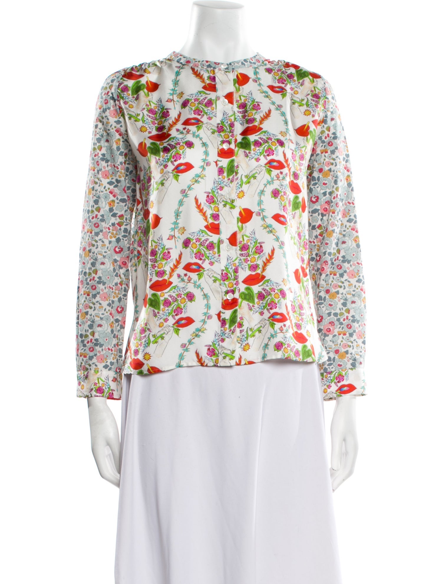 La Prestic Ouiston Floral Print Crew Neck Blouse