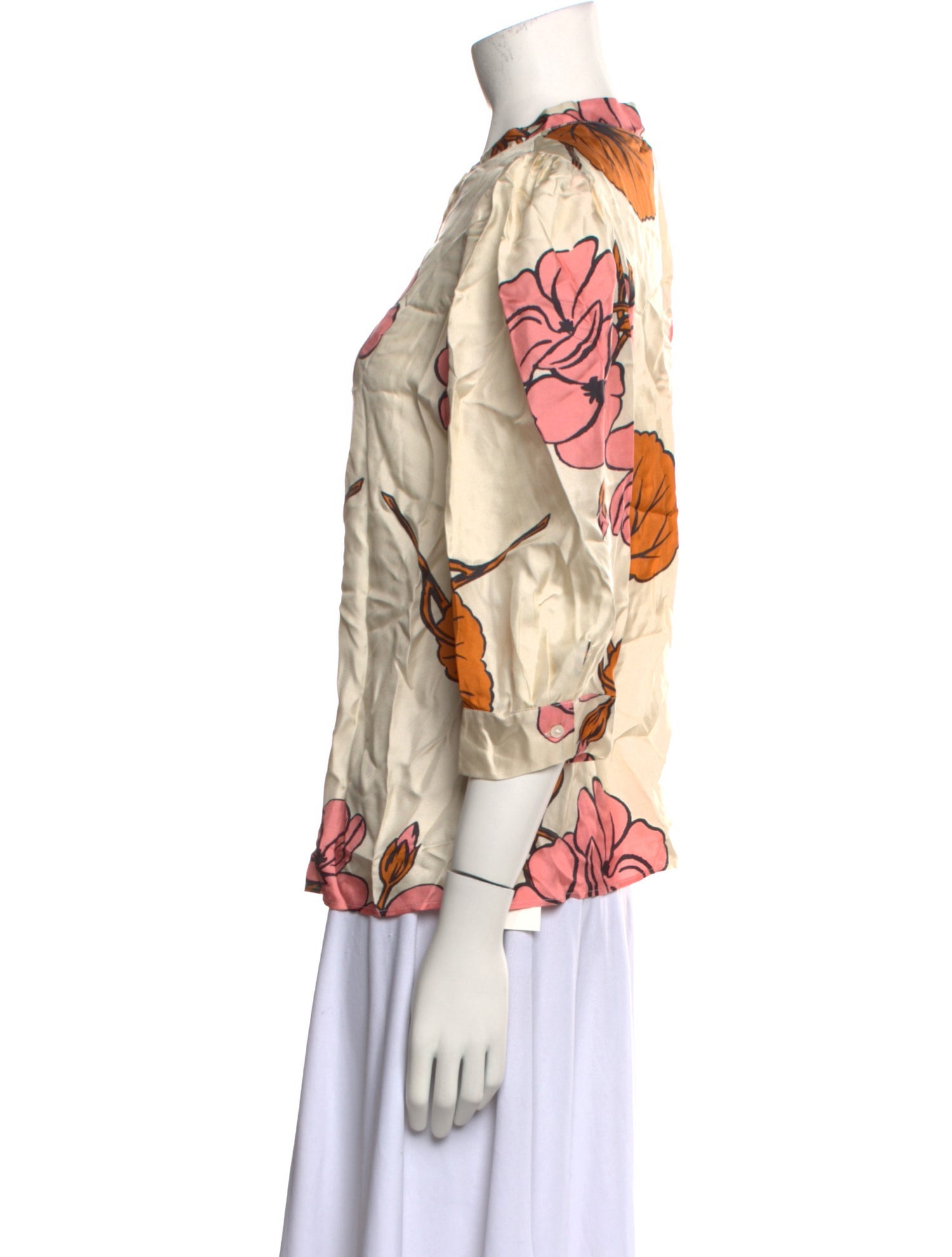 La Prestic Ouiston Silk Floral Print Blouse